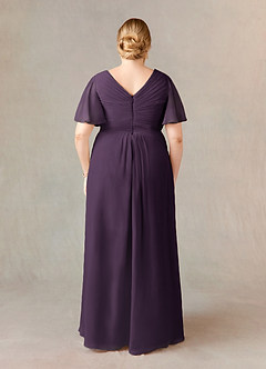 Azazie Morning Glory Mother of the Bride Dresses Plum A-Line V-Neck Ruched Chiffon Dress image6