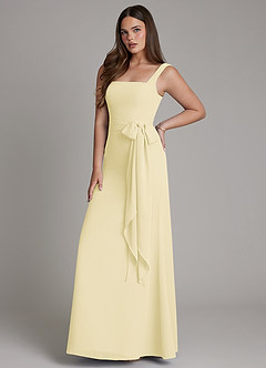 Azazie Katya Bridesmaid Dresses Lemon Sorbet Mermaid Square Neckline Chiffon Convertible Dress image6