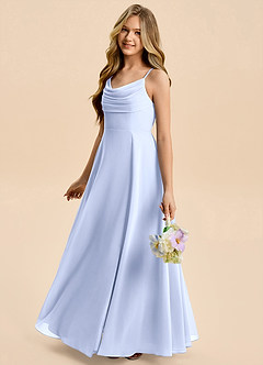 Azazie Gia Junior A-Linie Plissee Chiffon Kleid Eis image3