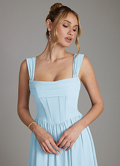 Azazie Caterina Bridesmaid Dresses Sky Blue A-Line Corset Chiffon Dress image3
