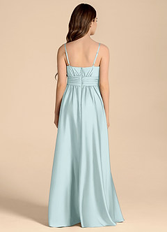 Azazie Catalina Junior Abito A-Line in Raso Elasticizzato Scollo a Cuore Sea Glass image2