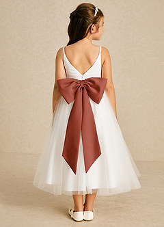 Azazie Lea Flower Girl Dresses Auburn A-Line Spaghetti Strap Tulle Dress image2