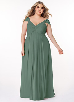 Azazie Kaitlynn Bridesmaid Dresses Eucalyptus Empire Ruched Chiffon Convertible Dress image8