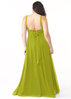 Azazie Aziza At-home Try On Dresses Wisteria A-Line V-Neck Pleated Chiffon Dress image8