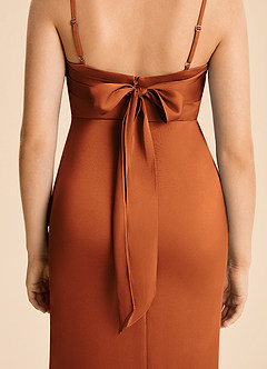 Azazie Mia Junior Cinnamon Mermaid Pleated Stretch Satin Dress image6