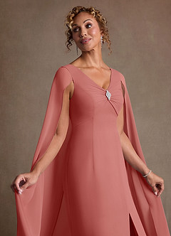 Azazie Boudica Mother of the Bride Dresses Antique Rose A-Line Pleated Chiffon Dress image5