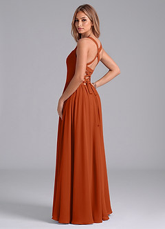 Azazie Francis Brautjungfernkleider A-Linie Korsett Chiffon Kleid Gebranntes Orange image2