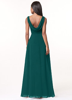 Azazie Karina Bridesmaid Dresses Peacock A-Line Pleated Chiffon Dress image2