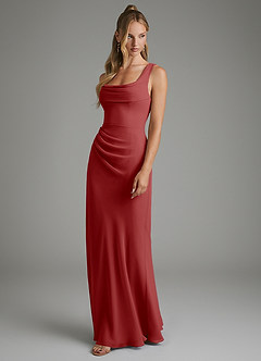 Azazie Asa Bridesmaid Dresses Rust Sheath Corset Chiffon Dress image5