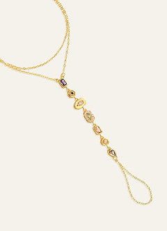 front Boho Gemstone Hand Chain Bracelet