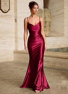 Scarlett Wine Backless Lace-up Mermaid Prom Dress image3