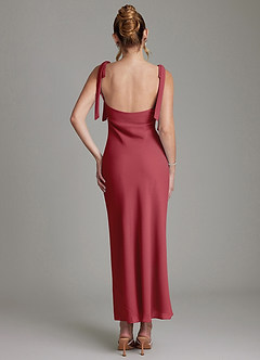 Azazie Luddie Bridesmaid Dresses Pomegranate Mermaid Bow Chiffon Dress image6