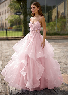 Spitze Pink Sheer Lace Prom Dress image6