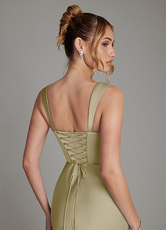Azazie Agustina Robes de demoiselle d'honneur Robe Sirène en Satin extensible Corset Vert Mousse image6