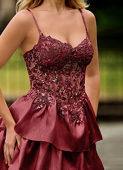 Jasmunya Borgogna Abito da ballo in organza image5