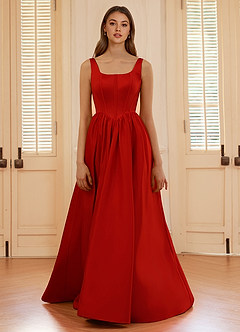 Blakellya Red A-line Boned Corset Prom Dress image3