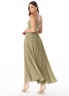 Azazie Raychelle Robes de demoiselle d'honneur Robe Trapèze en Mousseline de soie Col en V Vert Mousse image4