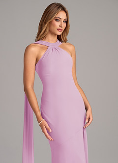 Azazie Kinsley Abiti da Damigella Abito Sirena in Chiffon Plissettato Rosa Confetto image7