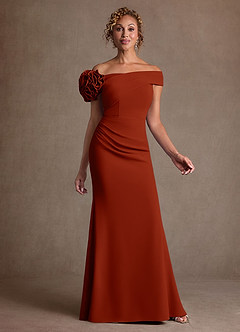 Azazie Gwynne Mother of the Bride Dresses Rust Mermaid Off the Shoulder Stretch Crepe Dress image1
