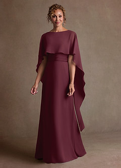 Azazie Marilla Mère de la mariée Robes Robe Trapèze en Mousseline de soie Plissée Cabernet image4