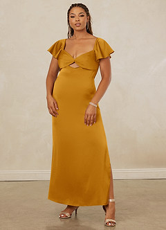 Christian Siriano Bridal for Azazie 1005 Brautjungfernkleider Etui Herzausschnitt Stretch-Satin Kleid Butterscotch image9