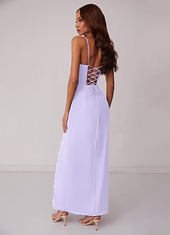 Barbie ♥ Azazie Bridesmaid Dresses Lilac Sheath Corset Chiffon Dress image3