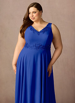 Azazie Devana Mother of the Bride Dresses Royal Blue A-Line Sequins Chiffon Dress image15