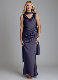 Azazie Tallie Bridesmaid Dresses Stormy Mermaid Pleated Stretch Satin Dress image5