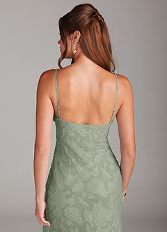 Azazie Tianna Bridesmaid Dresses Agave Sheath Lace Floral Burnout Dress image7