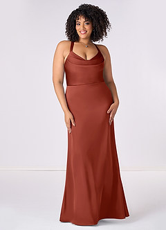 Barbie ♥ Azazie Bridesmaid Dresses Criss Cross Strap Stretch Satin Sheath Dress image6