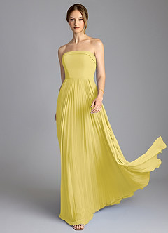 Azazie Mariana Final Sale Dusty Blue A-Line Strapless Chiffon Dress image3