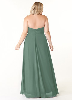 Azazie Tessie Brautjungfernkleider A-Linie V-Hals Gefaltet Chiffon Kleid Eukalyptus image7