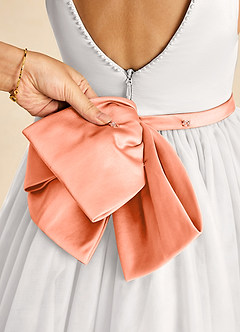 Azazie Seline Flower Girl Dresses Ivory Sunset A-Line Bow Tulle Dress image3