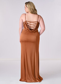 Barbie ♥ Azazie Bridesmaid Dresses Copper Mermaid Corset Stretch Satin Dress image7