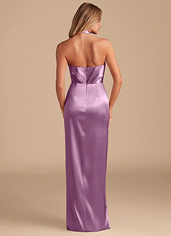 Azazie Zaya Bridesmaid Dresses Wisteria Sheath Pleated Metallic Satin Dress image7