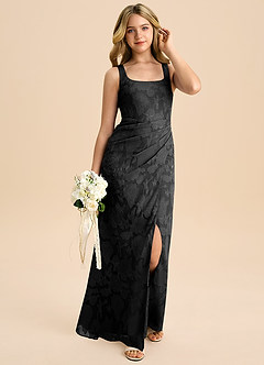 Azazie Mero Junior Abito Tubino in Burnout Floreale Plissettato Nero image1