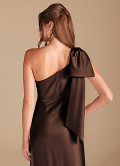 Azazie Capri Bridesmaid Dresses Ganache Sheath One Shoulder Metallic Satin Dress image2