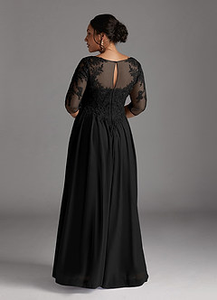 Azazie Harriet Mère de la mariée Robes Robe Trapèze en Maille Dentelle en forme d'anneau Noir image11