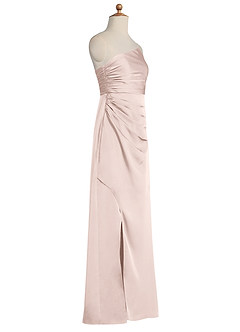 Azazie Eren Junior Blushing Pink Sheath Pleated Stretch Satin Dress image7