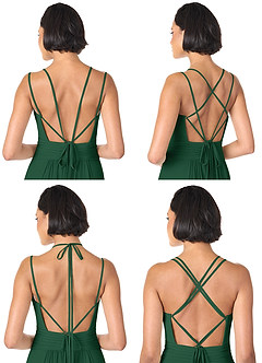 Azazie Farren Vestidos de damas de honor Vestido de Verde Oscuro de Gasa de Corte en A Convertible con Plisado image9