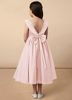 Azazie Dolly Flower Girl Dresses Blushing Pink A-Line Bow Tulle Dress image4