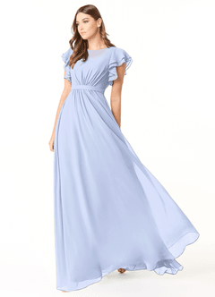 Azazie Daphne Modest Bridesmaid Dresses A-Line Ruffled Chiffon Floor-Length Dress image3