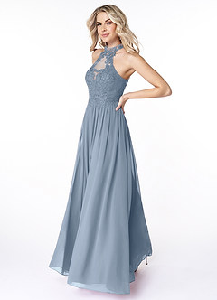 Azazie Prue Bridesmaid Dresses A-Line Lace Chiffon Floor-Length Dress image4