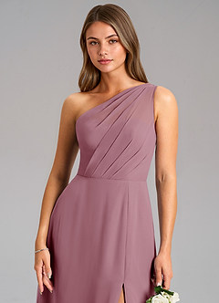Azazie Phaedra Bridesmaid Dresses Vintage Mauve A-Line One Shoulder Chiffon Dress image8