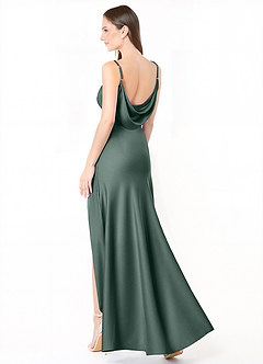 Azazie Alaija Bridesmaid Dresses Sea Moss Mermaid Side Slit Stretch Satin Dress image1