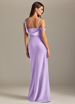 Azazie Madelyn Bridesmaid Dresses Lilac Mermaid Off the Shoulder Stretch Satin Convertible Dress image2