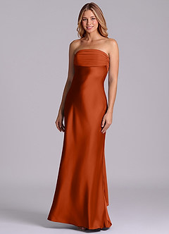 Azazie Ailanie Brudtärnklänningar Klä av Tubklänning i Stretch Satin Axelbandslös Paprika image1