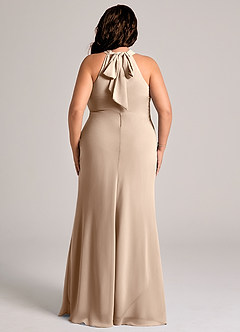 Azazie Doretta Brudtärnklänningar Klä av Sjöjungfru i Chiffong Plisserad Taupe image7