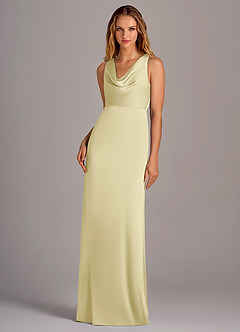 Azazie Wrenlee Bridesmaid Dresses Lemon Sorbet A-Line Stretch Satin Dress image1
