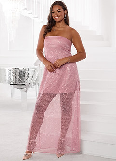 Barbie™ ❤ AZAZIE 4016 Strapless Sequin Netted Maxi Dress image7